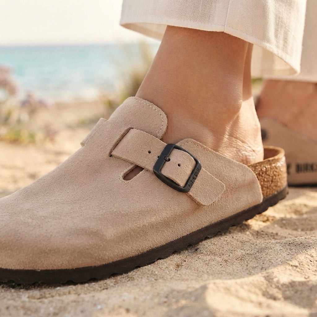 Sabots femme nubuck beige