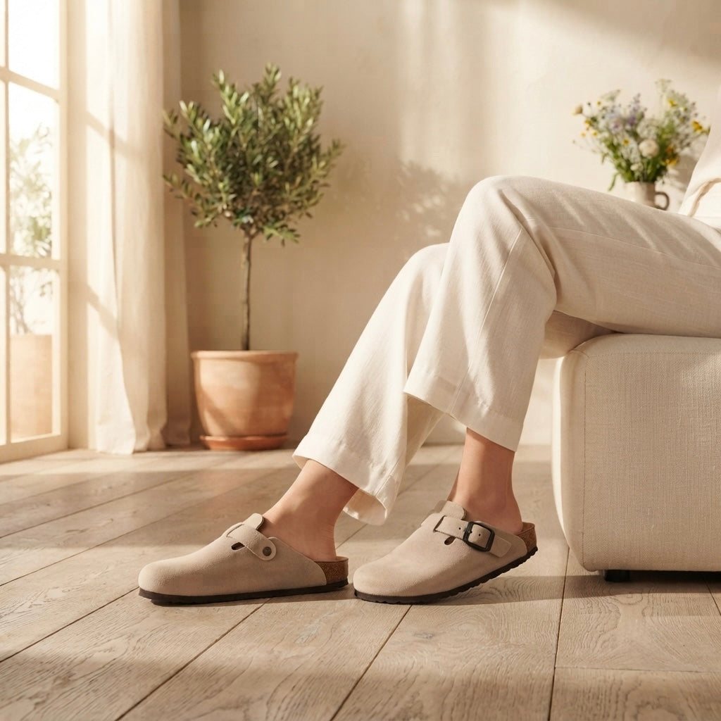 Sabots femme nubuck beige
