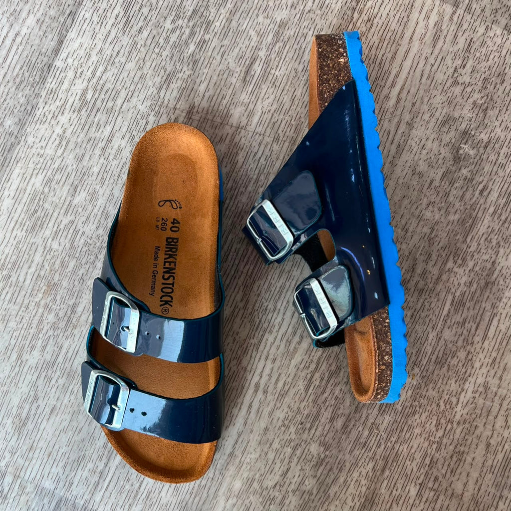 Sandales homme bleu vernis