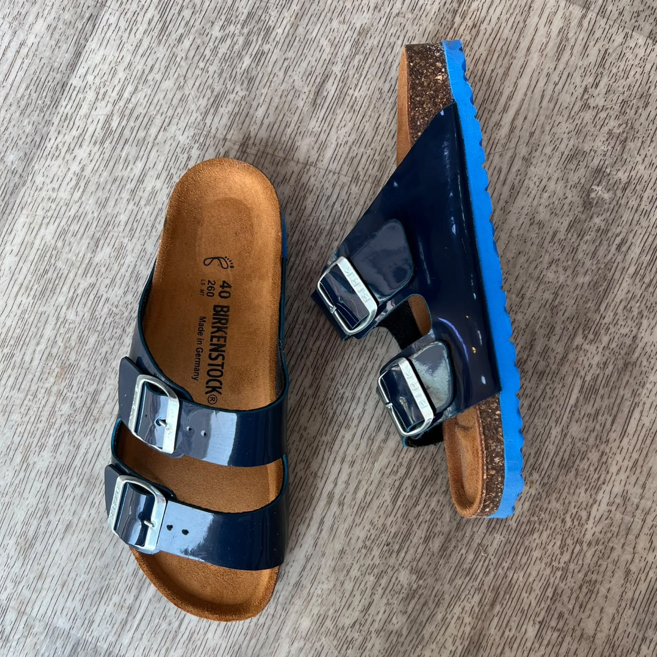 Sandales homme bleu vernis
