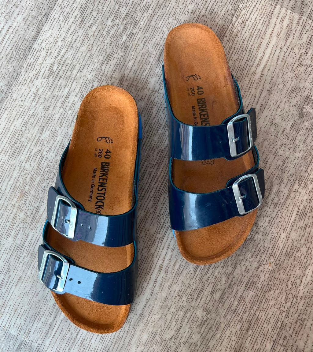 Sandales homme bleu vernis