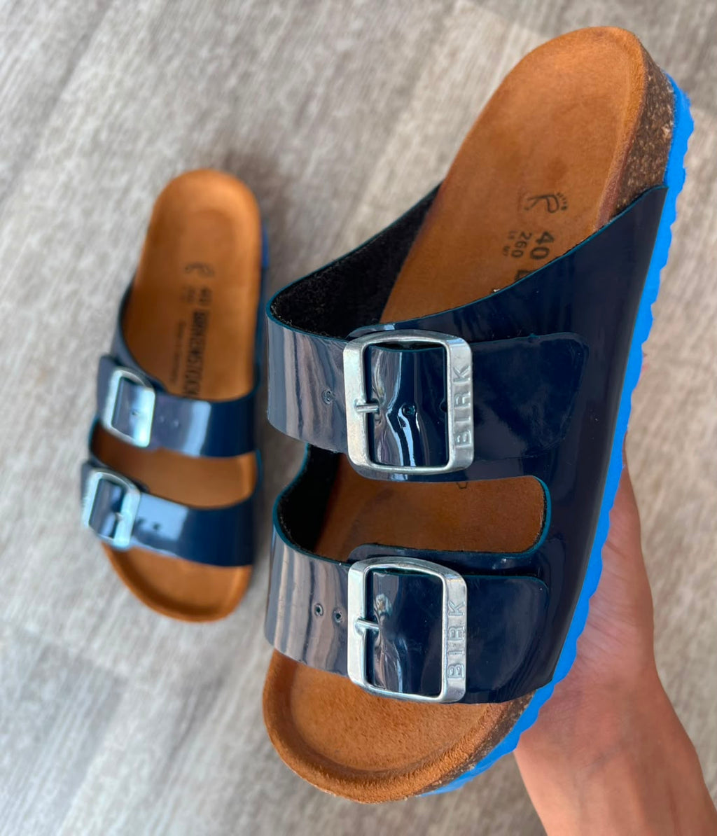 Sandales homme bleu vernis
