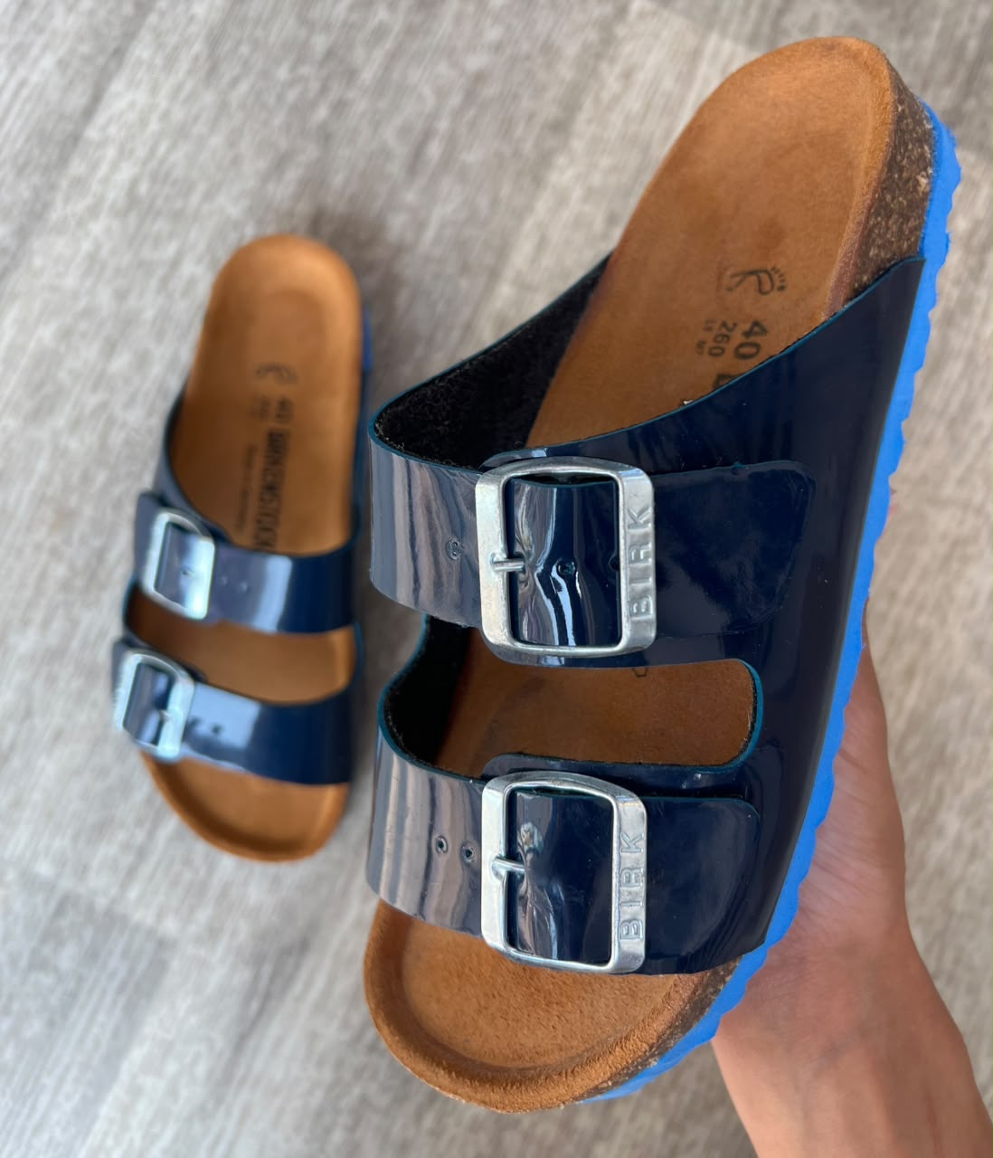 Sandales homme bleu vernis