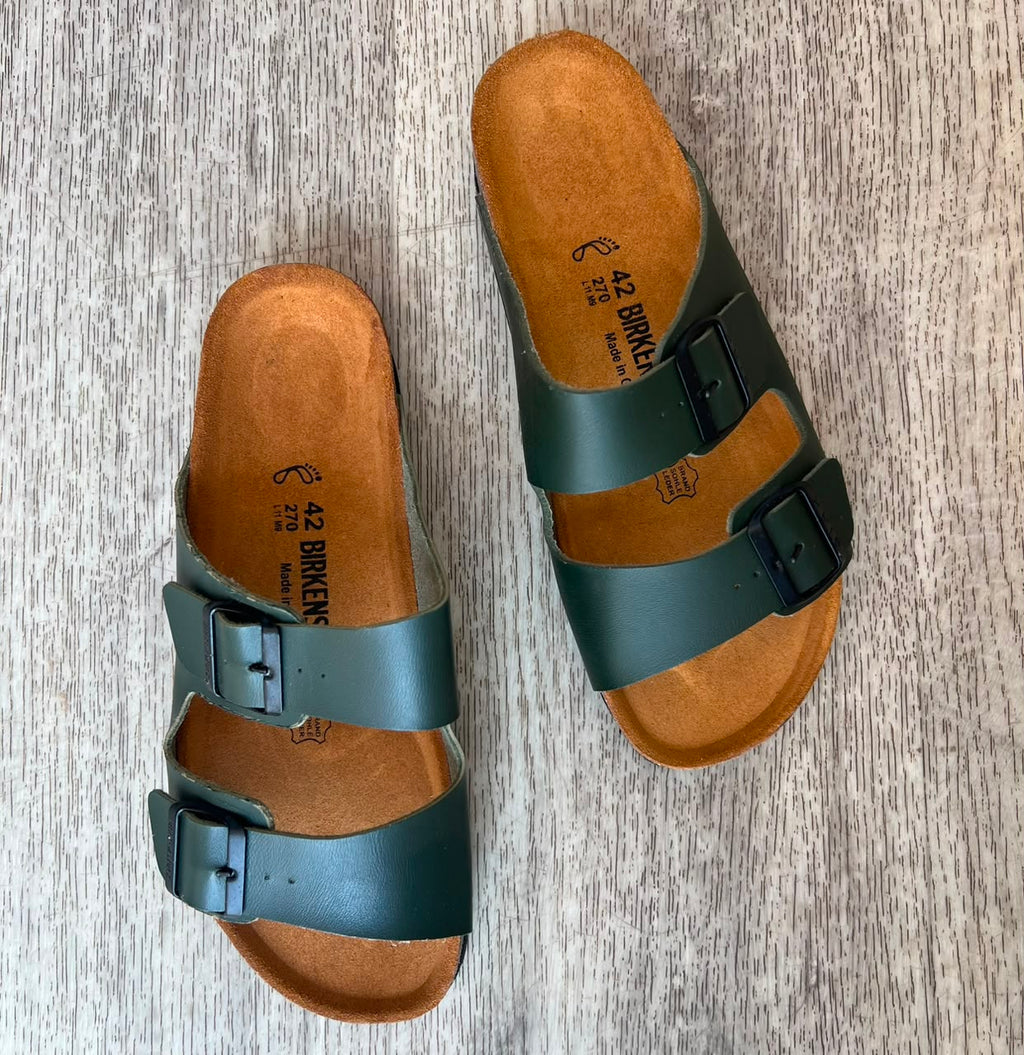 Sandales homme vert mat