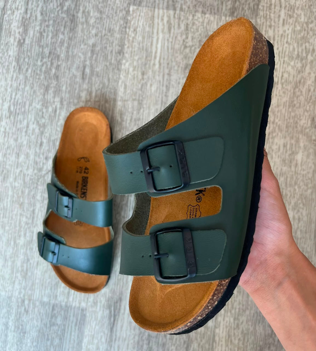 Sandales homme vert mat