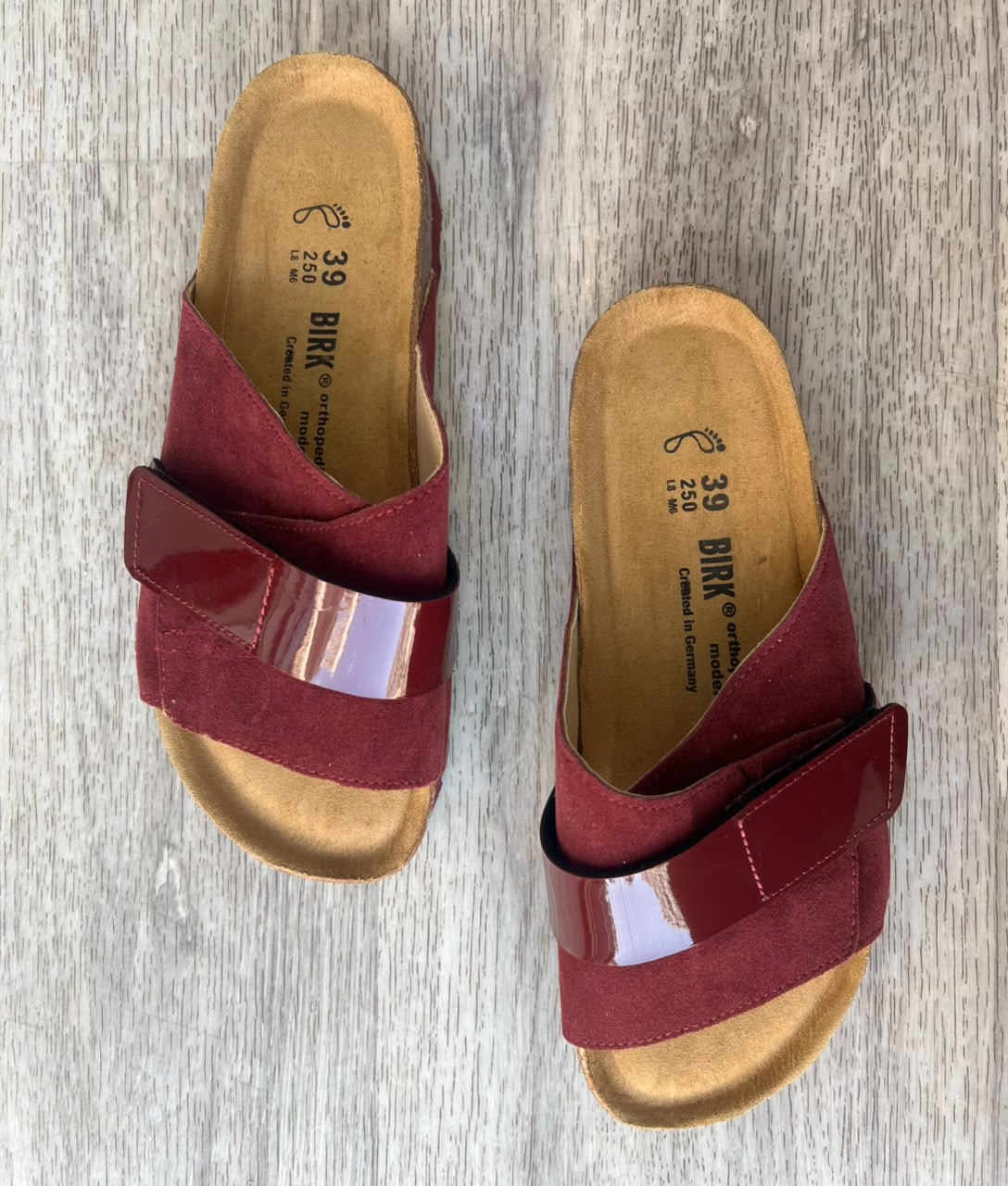 Sandales femme daim bordeaux