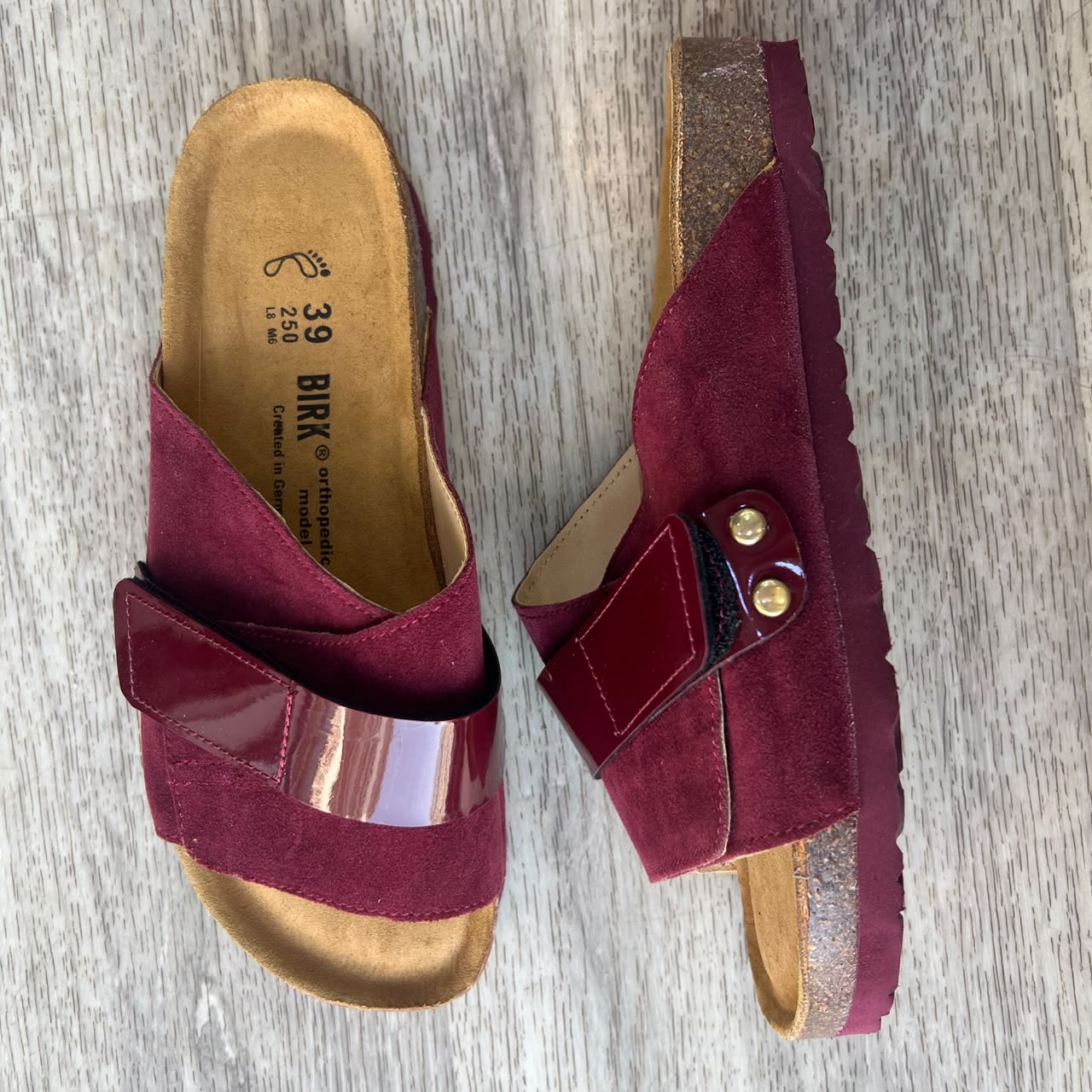 Sandales femme daim bordeaux