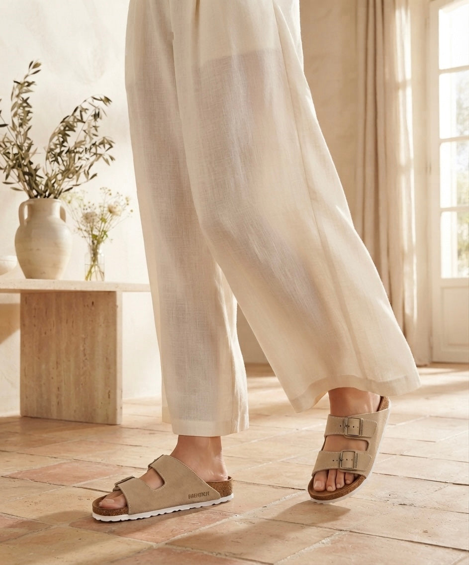 Sandales femme nubuck beige