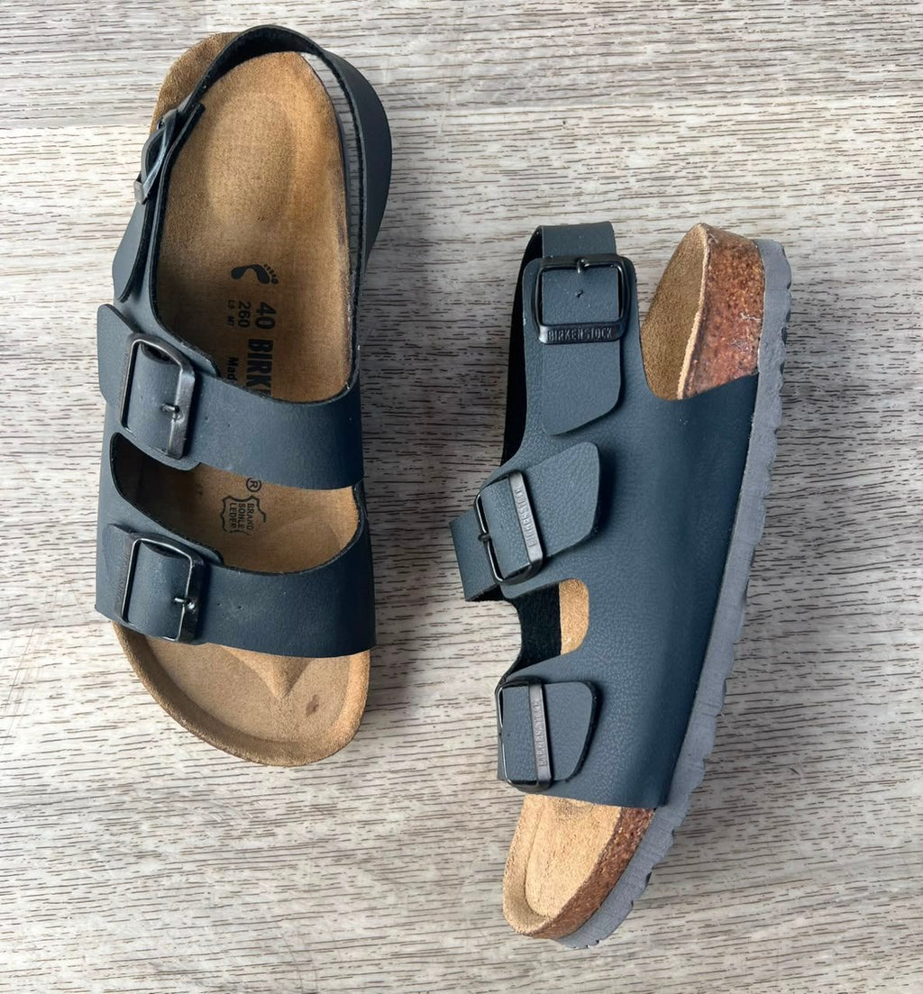 Milano — Sandale nubuck gris homme, détail
