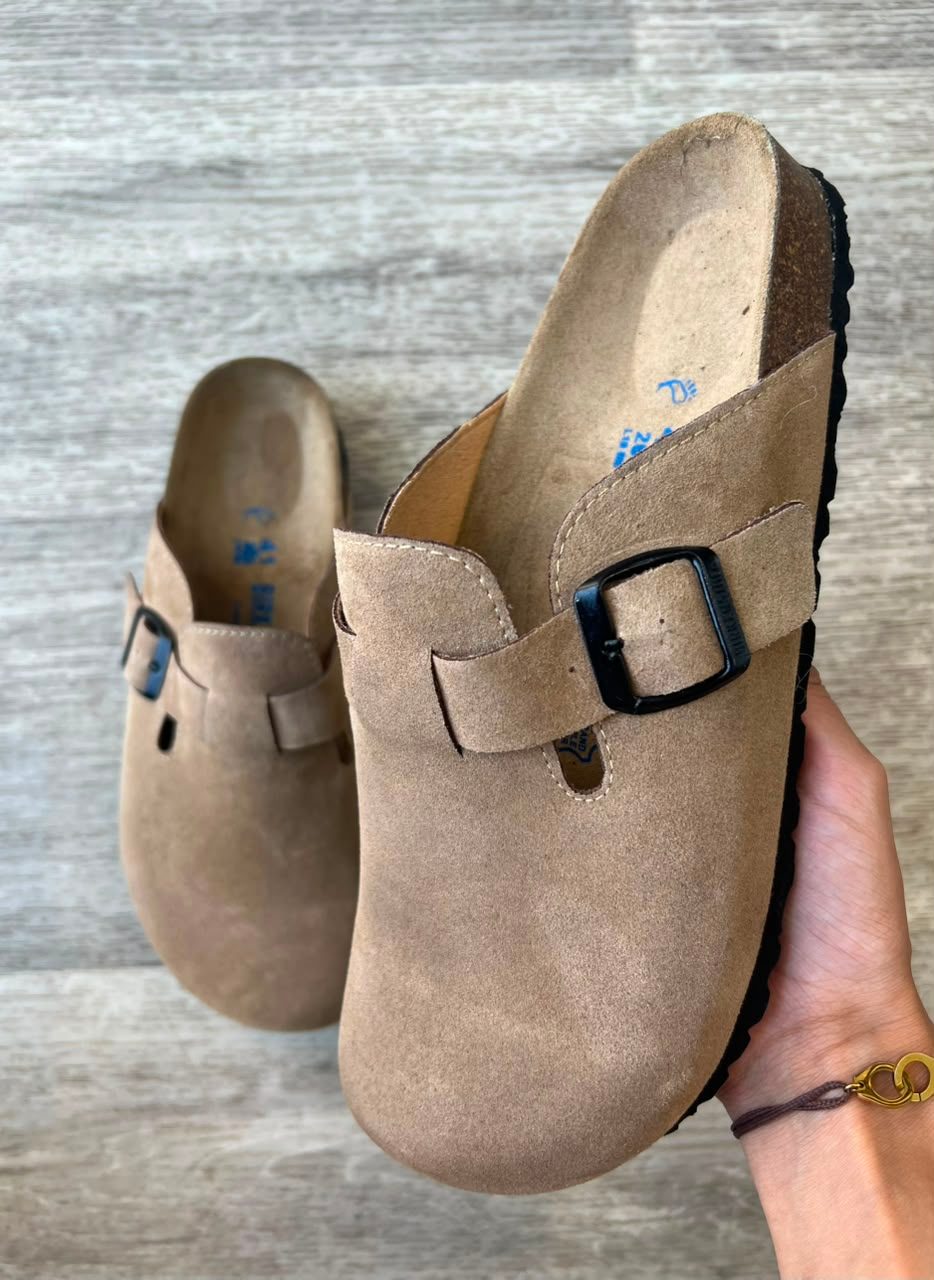 Boston — Sabot nubuck beige homme, profil