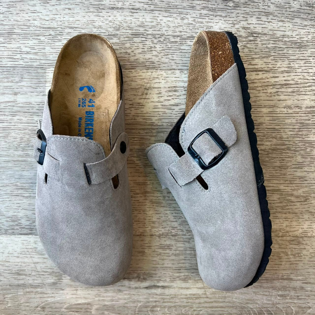 Boston — Sabot nubuck gris homme, profil