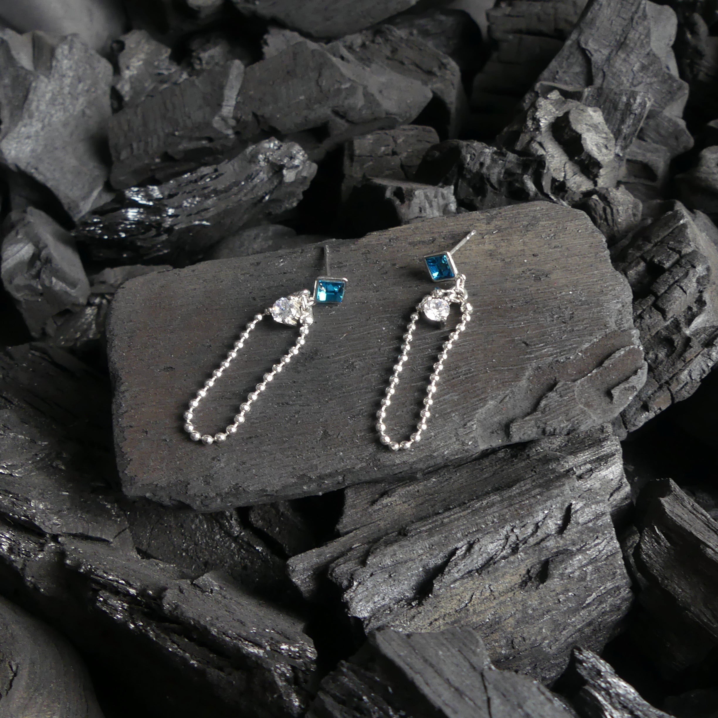 Boucle d'oreille petit carré Blue