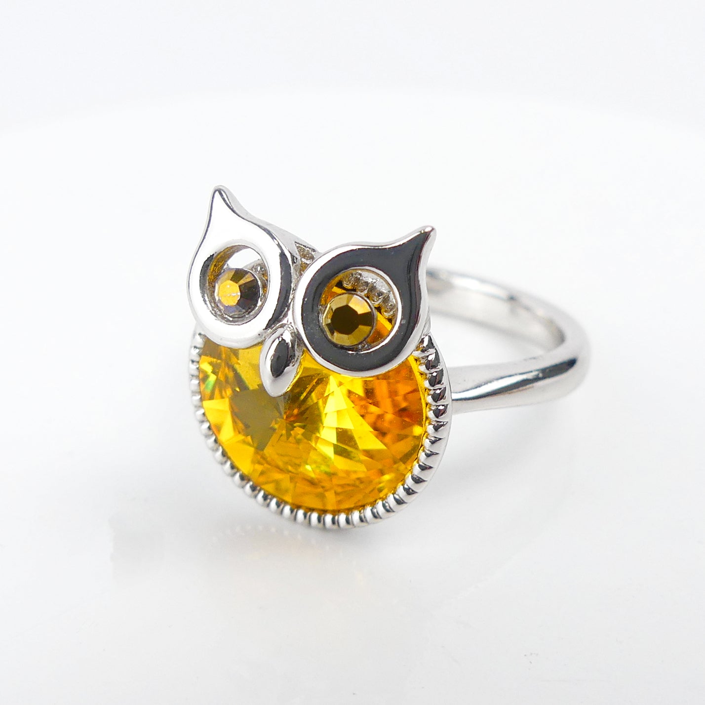 bague pierre hibou ronde jaune