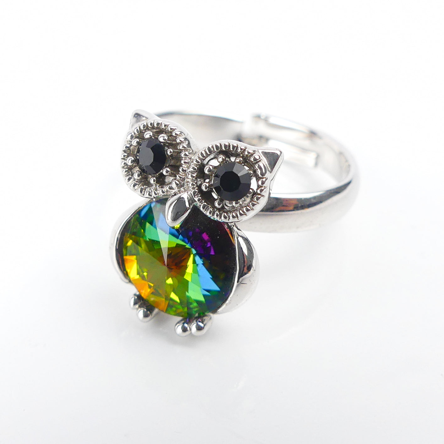 bague pierre hibou verte reflé