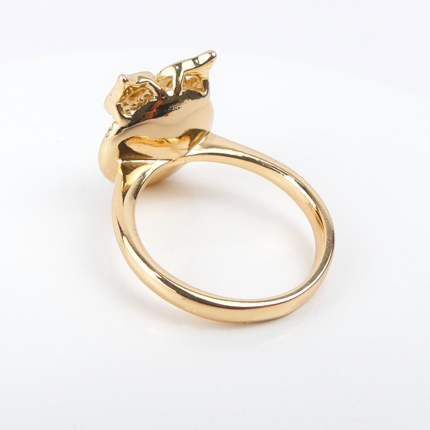 Bague plaqué or pierre hibou rende miel