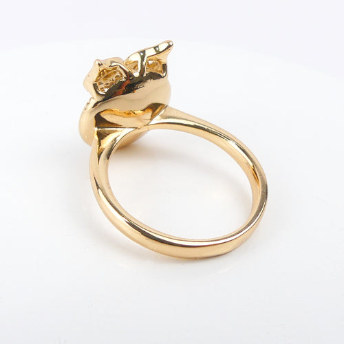 Bague plaqué or pierre hibou rende miel