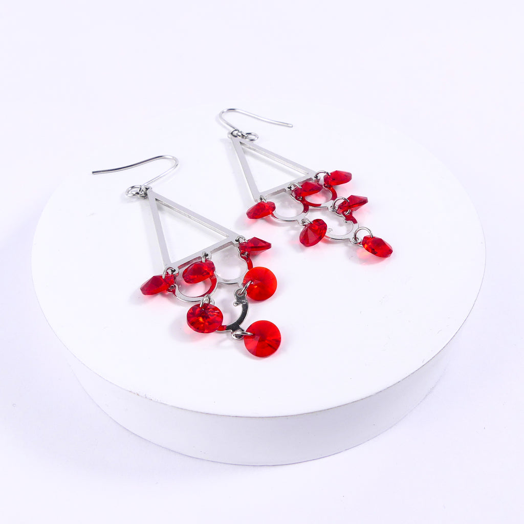 boucle d'oreille traiangle rouge