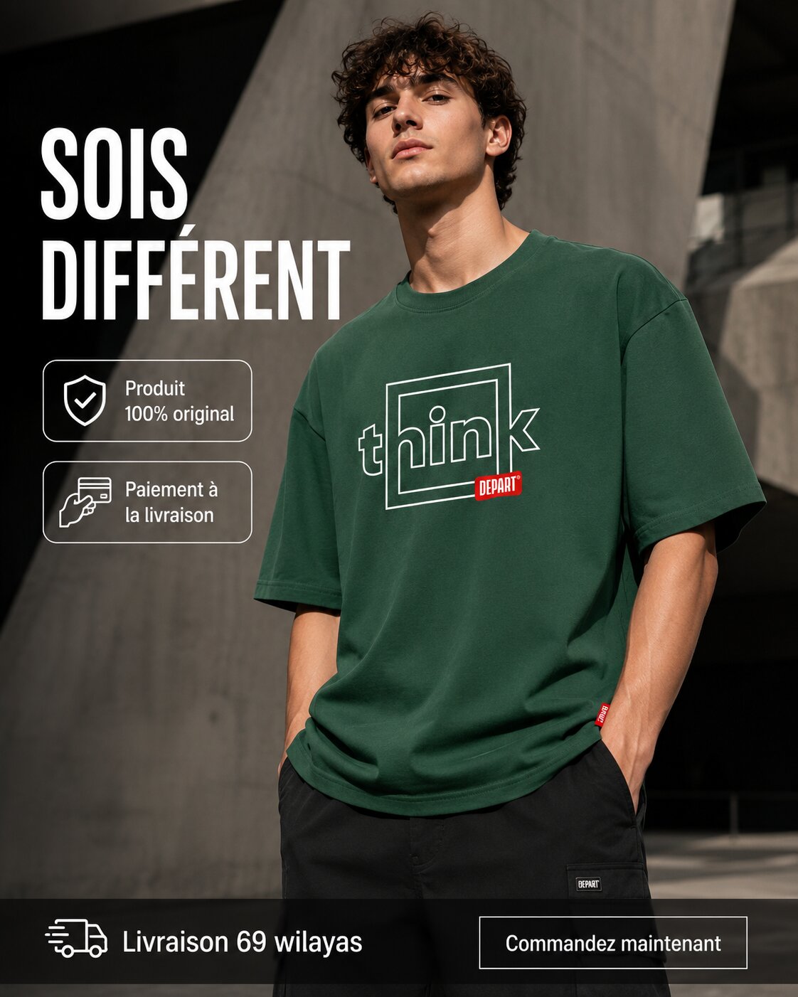 Départ Homme T-shirt Oversize Vert MT319-G23-014088