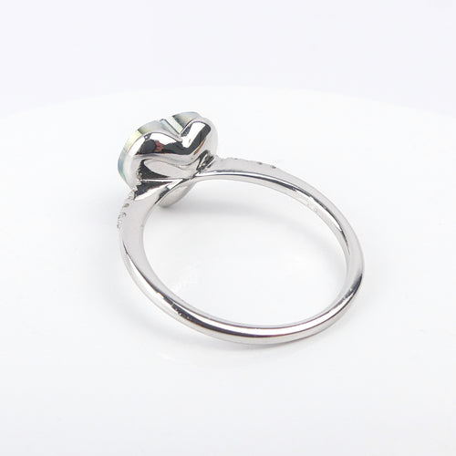 bague coeur verte reflé