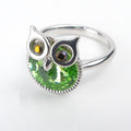 bague pierre hibou  ronde verte