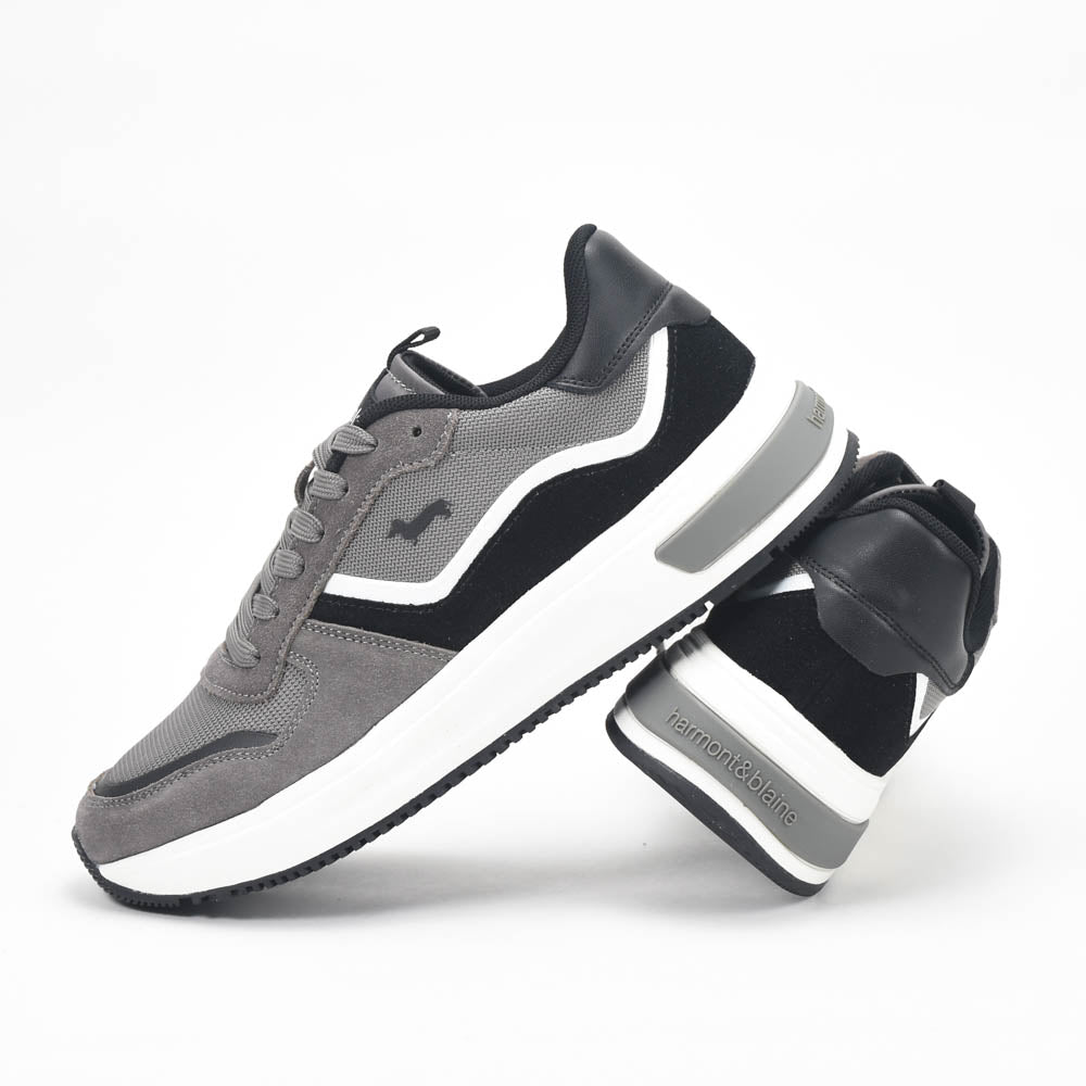 Harmont and Blaine Suede and Technical Fabric Sneakers EFM252.050.A60.AD