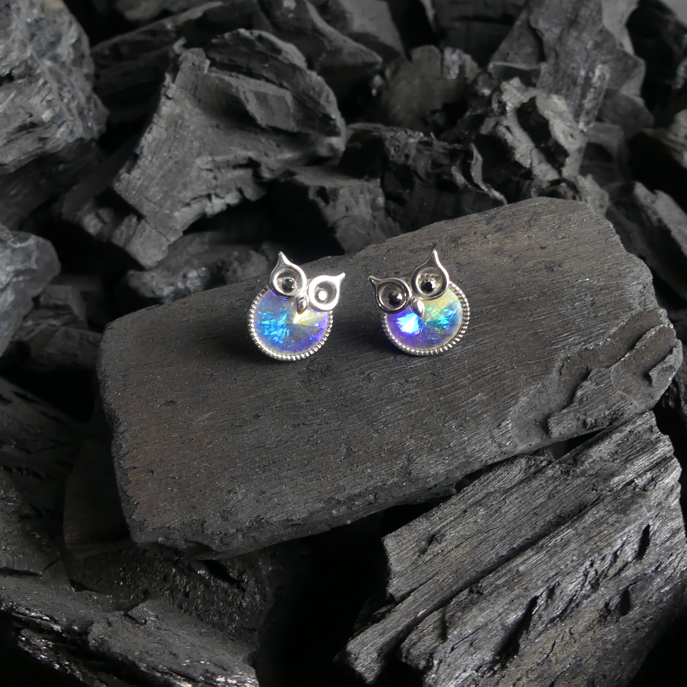 boucle d'oreille hibou blanc