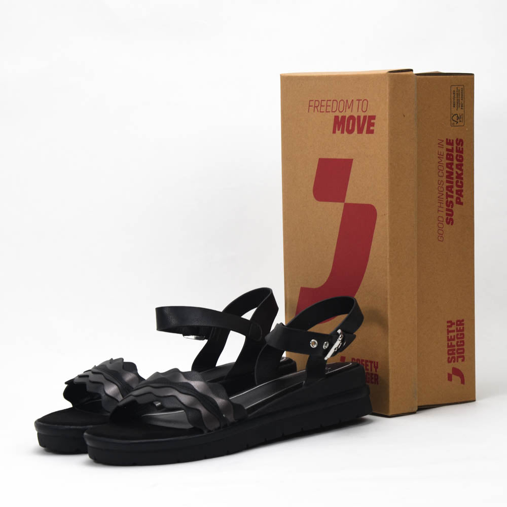 Safety Jogger Sandales Compensées Femme Black Pewter 592056-BLK-PEW