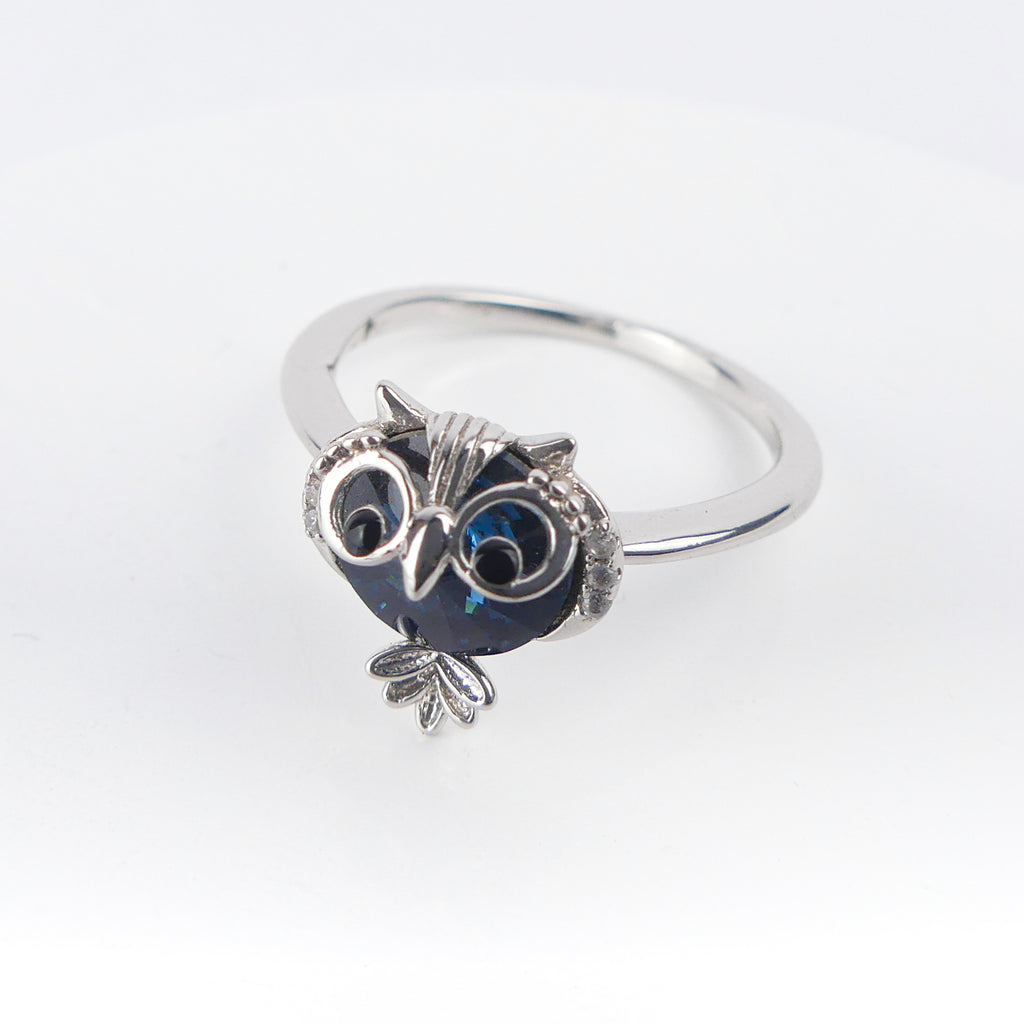 bague pierre hibou bleu nuit