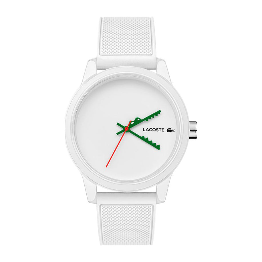 2011069\ Lacoste Montre Analogique à Quartz pour Homme avec Bracelet en Silicone Blanc