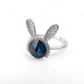 bague lapin bleu nuit -argent -