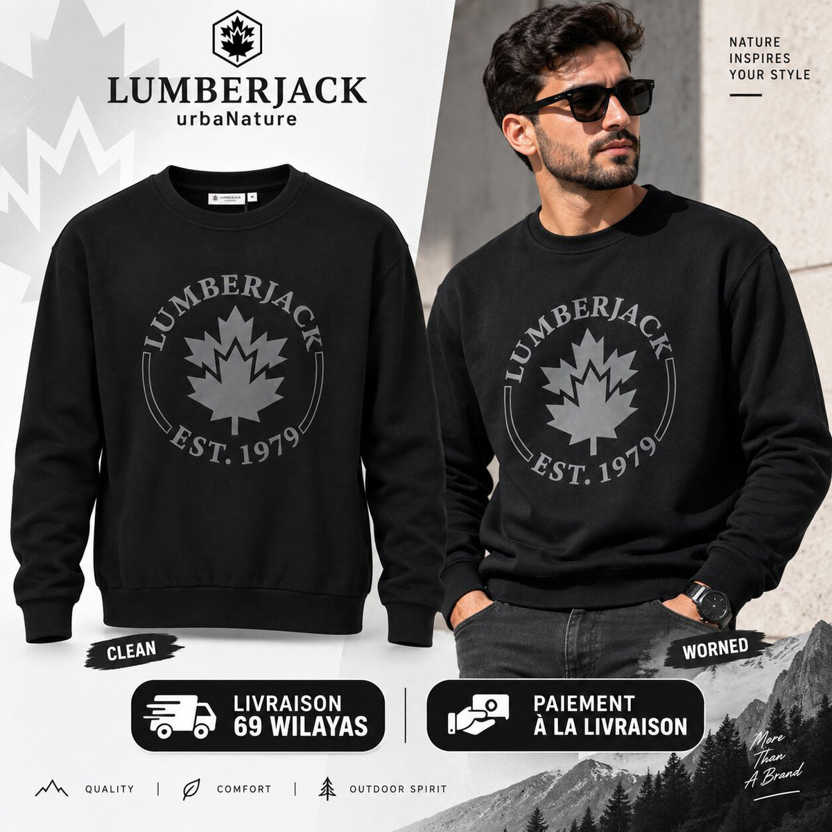 LUMBERJACK SWEAT SHIRT LBJ-00602-BLK