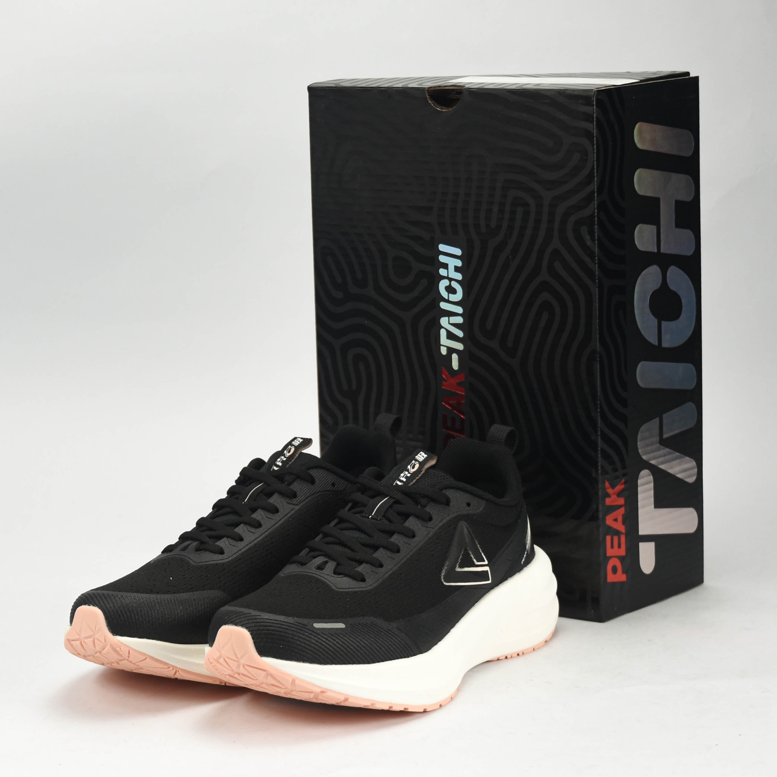 PEAK CUSHION RUNNING SHOES-BLACK/WHITE EXT54388H-Z495