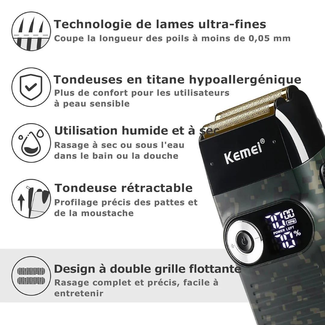 Rasoir Électrique KEMEI KM-2027 Double Lame