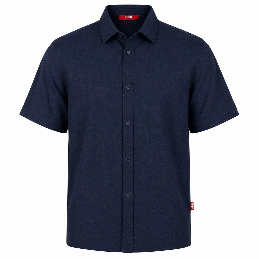 Départ Homme Chemise en Lin Blue MZ139-G21-000743