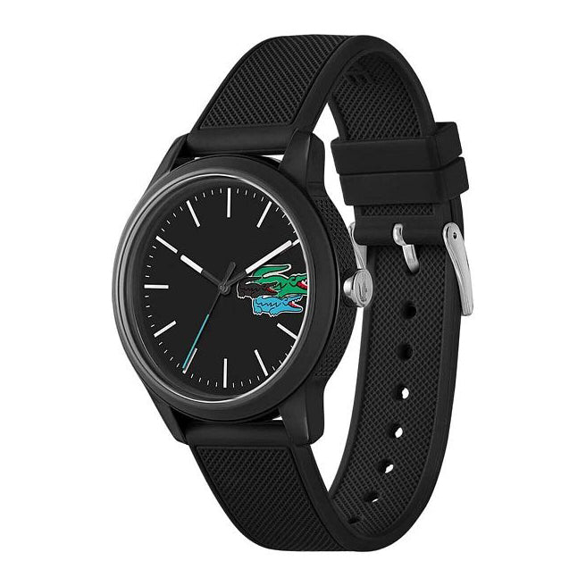 2011134 \ Montre Lacoste.12.12 Holiday à 3 aiguilles - Modèle noir avec bracelet en silicone