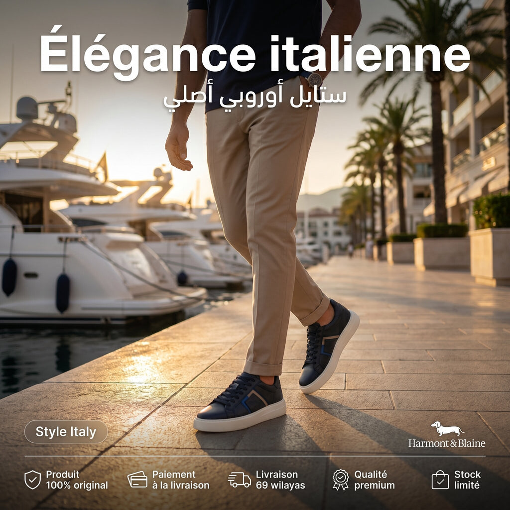 Harmont and Blaine Blue Sneakers Homme EFM252-022-1B0-12