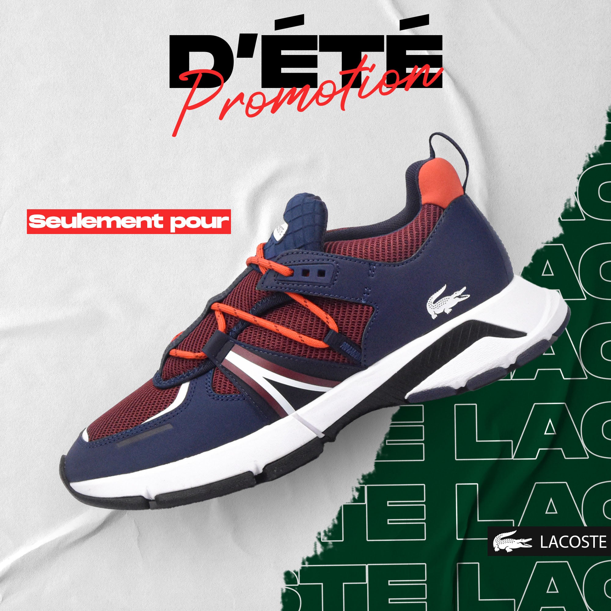 LACOSTE -  BURG/NVY BLEU & ORANGE L0032231SMA