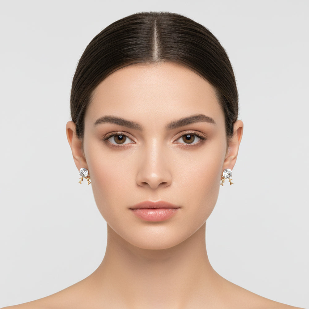 boucle d'oreille gazelle boule reflet blanc