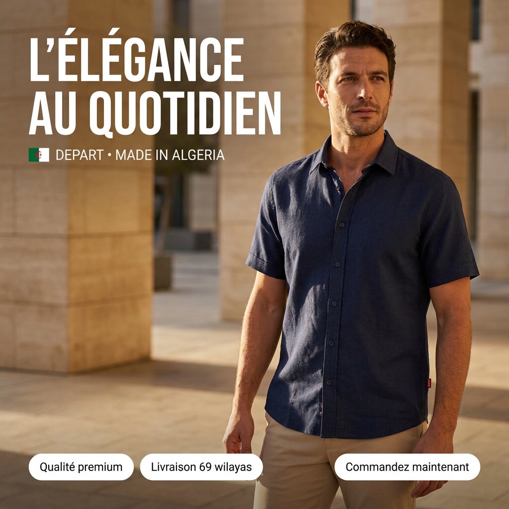 Départ Homme Chemise en Lin Blue MZ139-G21-000743