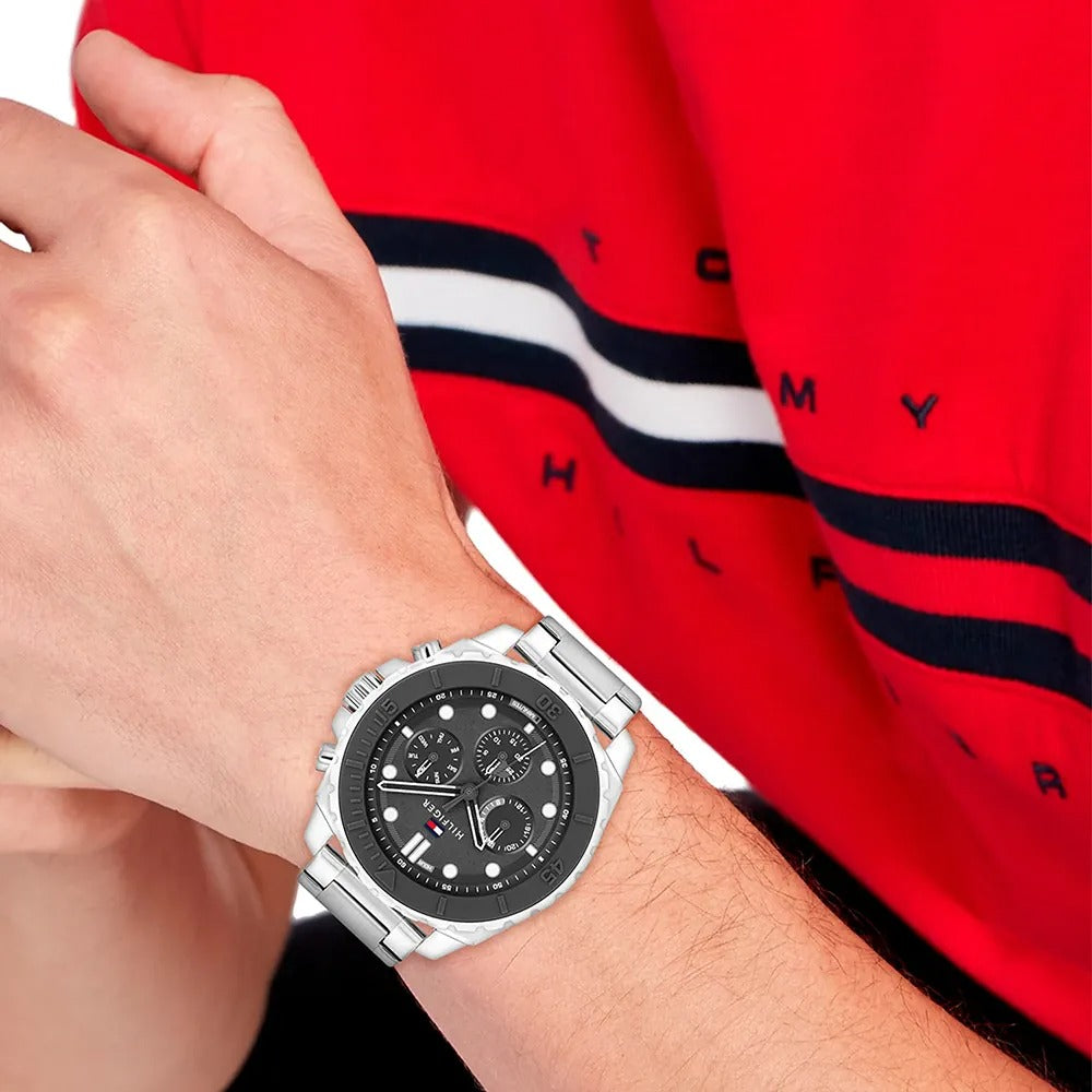 Montre Tommy Hilfiger Morgan Grey Silicone Bezel Chain-Link 1710689