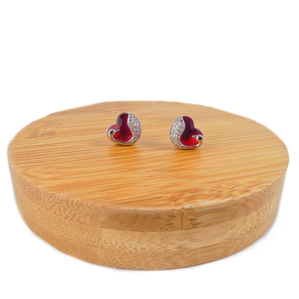 boucle d'oreille coeur rouge