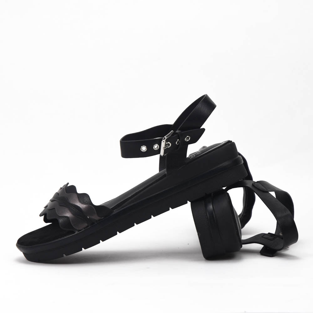 Safety Jogger Sandales Compensées Femme Black Pewter 592056-BLK-PEW