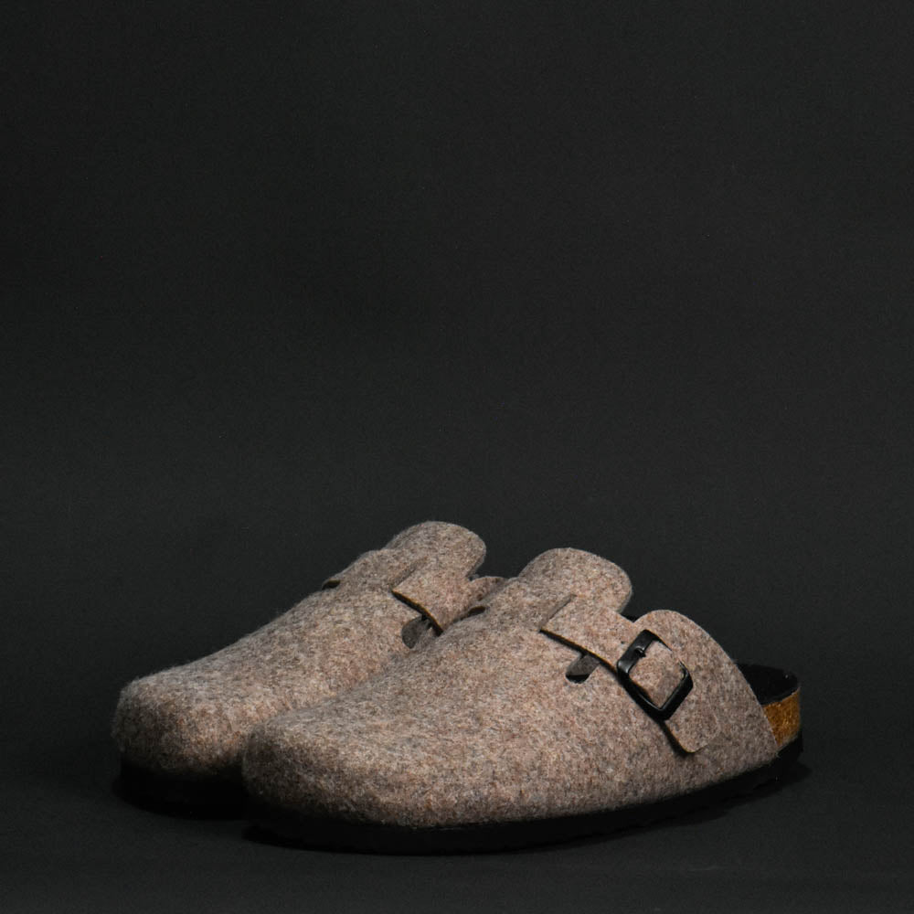 BIRK SABOT FEUTRE MARRON PLANTA NOIR
