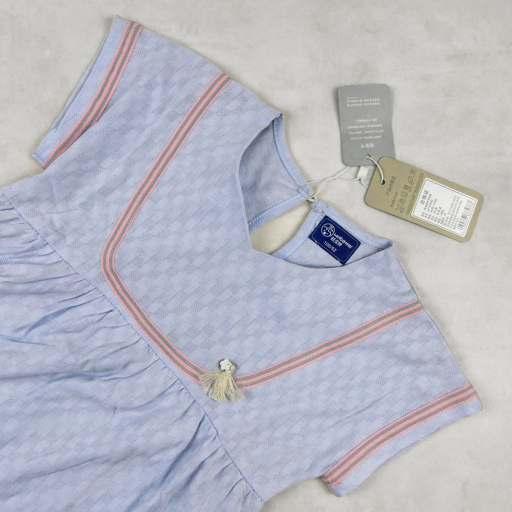 ROBE FILLETTE  BLEU AVEC LE ROSE 4344