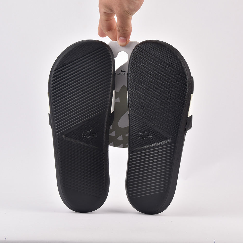 CROCO SLIDE 0721 1 CFA BLK/WHT LACOSTE