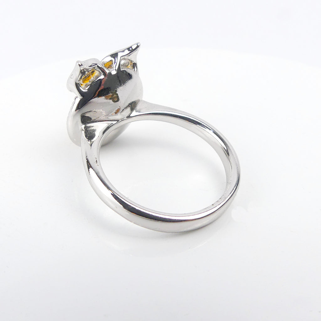 bague pierre hibou ronde jaune