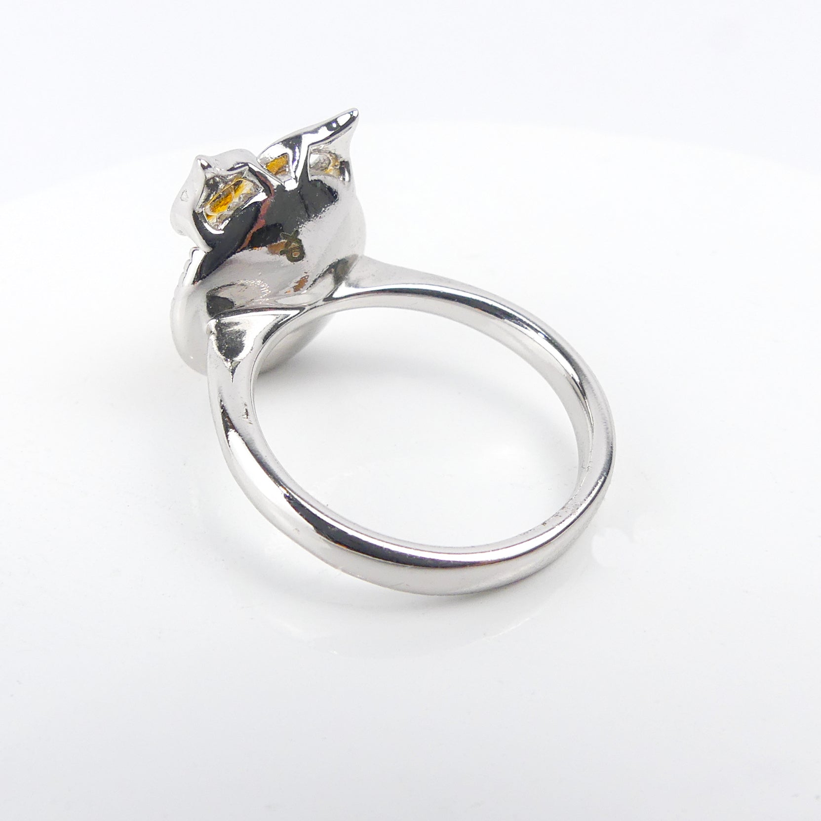 bague pierre hibou ronde jaune