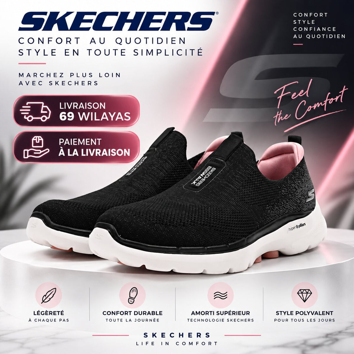 Skechers GO WALK 6 – Glimmering Walking Shoes 124502-BKPK