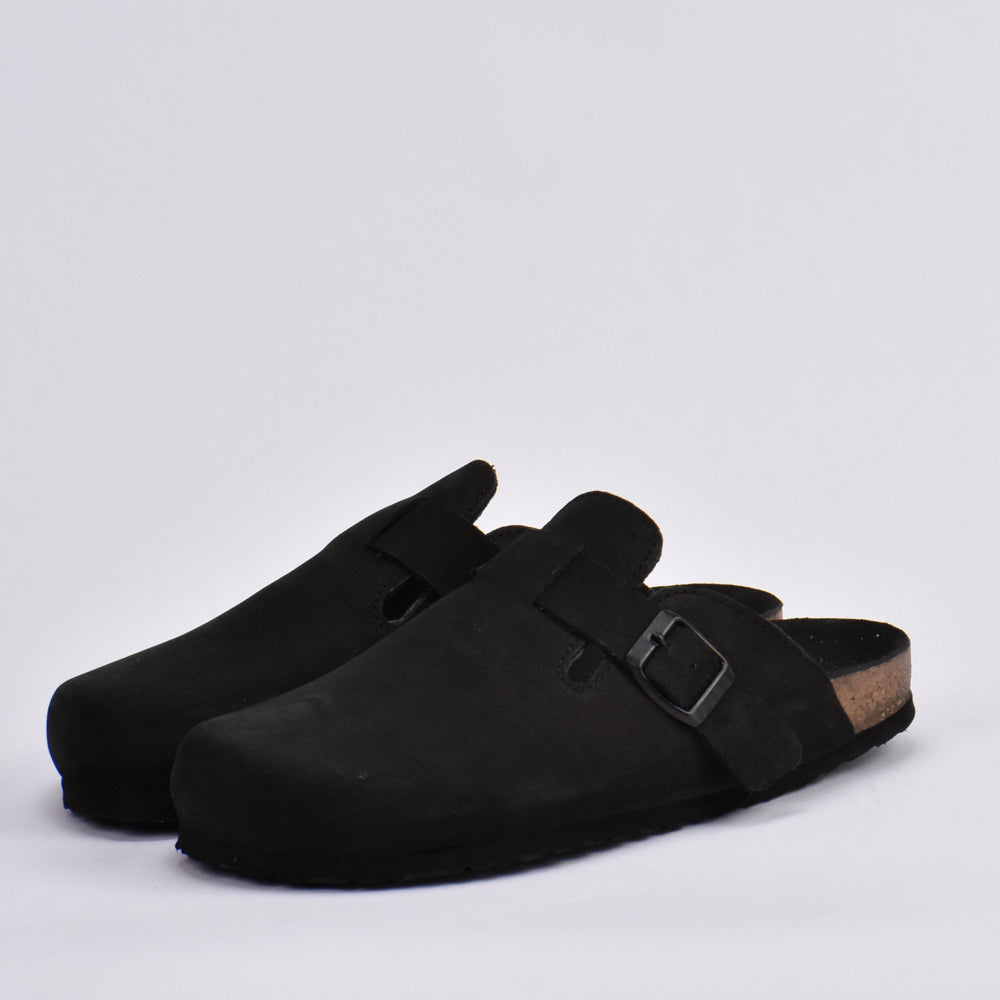 BIRK SABOT NUBUCK NOIR PLANTA NOIR