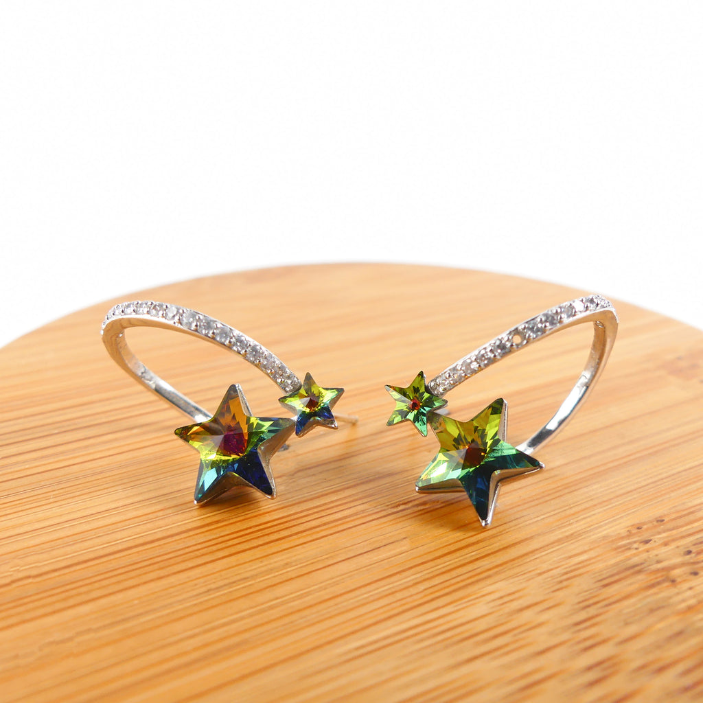 Boucles d'oreilles Etoile vert reflet